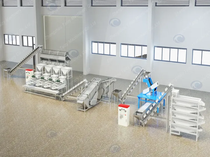 Fully Automatic Hulled Almond Processing Line 9 Hulled almond processing line 3d diagram