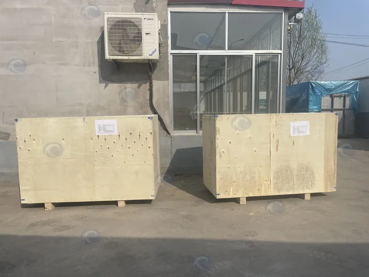 Macadamia nut shelling machine packed in wooden crate