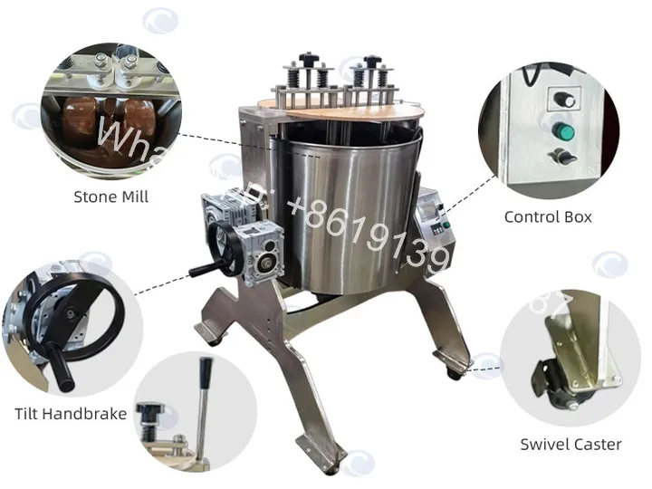 Structure of the chocolate grinding machine